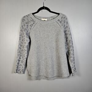 Rebecca Taylor Womens Wool Cashmere‎ Animal Print Sweater Gray Small Pullover